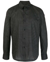 schwarzes gepunktetes Langarmhemd von agnès b.