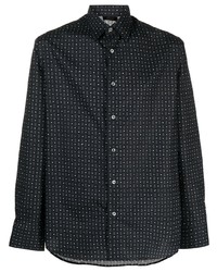 schwarzes gepunktetes Langarmhemd von Brioni