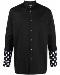 schwarzes gepunktetes Langarmhemd von Comme Des Garcons SHIRT