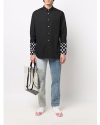 schwarzes gepunktetes Langarmhemd von Comme Des Garcons SHIRT