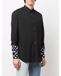 schwarzes gepunktetes Langarmhemd von Comme Des Garcons SHIRT