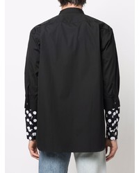 schwarzes gepunktetes Langarmhemd von Comme Des Garcons SHIRT