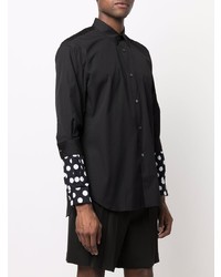 schwarzes gepunktetes Langarmhemd von Comme Des Garcons SHIRT