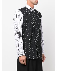 schwarzes gepunktetes Langarmhemd von Comme Des Garcons SHIRT