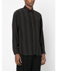 schwarzes gepunktetes Langarmhemd von Saint Laurent