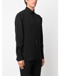 schwarzes gepunktetes Langarmhemd von Tom Ford