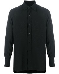 schwarzes gepunktetes Langarmhemd von Tom Ford