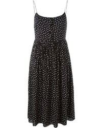 schwarzes gepunktetes schwingendes Kleid von Saint Laurent
