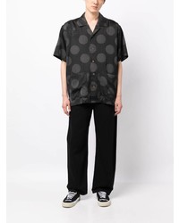 schwarzes gepunktetes Seide Kurzarmhemd von Mastermind Japan