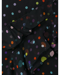 schwarzes gepunktetes Seidekleid von Givenchy