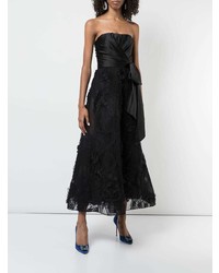 schwarzes gepunktetes Spitze Ballkleid von Marchesa Notte