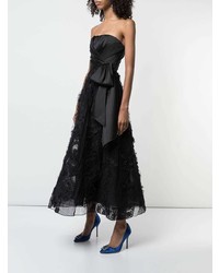 schwarzes gepunktetes Spitze Ballkleid von Marchesa Notte