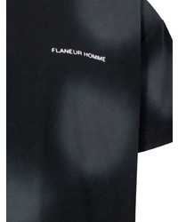 schwarzes gepunktetes T-Shirt mit einem Rundhalsausschnitt von Flaneur Homme