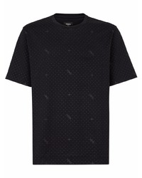 schwarzes gepunktetes T-Shirt mit einem Rundhalsausschnitt von Fendi