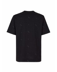 schwarzes gepunktetes T-Shirt mit einem Rundhalsausschnitt von Fendi