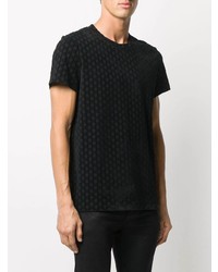 schwarzes gepunktetes T-Shirt mit einem Rundhalsausschnitt von Balmain