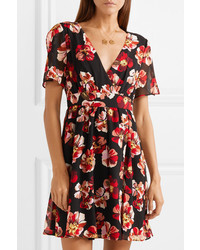 schwarzes gerade geschnittenes Kleid aus Chiffon mit Blumenmuster von Madewell