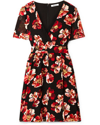 schwarzes gerade geschnittenes Kleid aus Chiffon mit Blumenmuster von Madewell