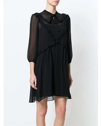 schwarzes gerade geschnittenes Kleid aus Chiffon von Max Mara Studio