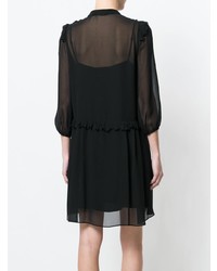 schwarzes gerade geschnittenes Kleid aus Chiffon von Max Mara Studio