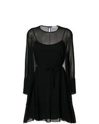 schwarzes gerade geschnittenes Kleid aus Chiffon von RED Valentino