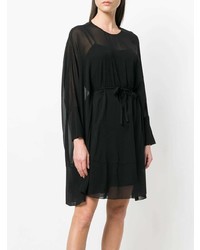 schwarzes gerade geschnittenes Kleid aus Chiffon von RED Valentino