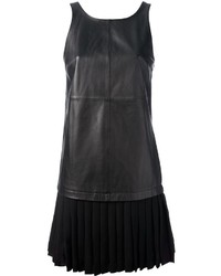 schwarzes gerade geschnittenes Kleid aus Leder von Elizabeth and James