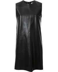 schwarzes gerade geschnittenes Kleid aus Leder