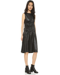schwarzes gerade geschnittenes Kleid aus Leder von Maison Margiela