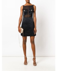 schwarzes gerade geschnittenes Kleid aus Netzstoff von Versace Vintage