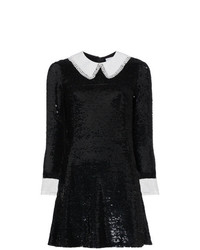 schwarzes gerade geschnittenes Kleid aus Pailletten von Ashish