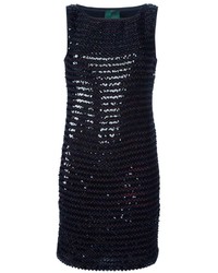 schwarzes gerade geschnittenes Kleid aus Pailletten von Jean Paul Gaultier