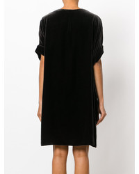 schwarzes gerade geschnittenes Kleid aus Samt von Aspesi