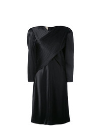 schwarzes gerade geschnittenes Kleid aus Satin von Krizia Vintage