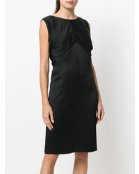 schwarzes gerade geschnittenes Kleid aus Satin von Balenciaga Vintage
