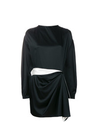 schwarzes gerade geschnittenes Kleid aus Satin von Parlor