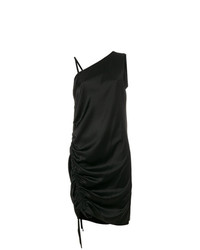 schwarzes gerade geschnittenes Kleid aus Satin von T by Alexander Wang
