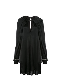 schwarzes gerade geschnittenes Kleid aus Satin von Thomas Wylde