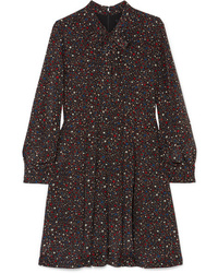 schwarzes gerade geschnittenes Kleid aus Seide mit Sternenmuster von Madewell