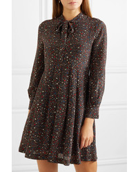 schwarzes gerade geschnittenes Kleid aus Seide mit Sternenmuster von Madewell