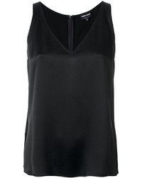 schwarzes gerade geschnittenes Kleid aus Seide von Giorgio Armani