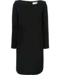 schwarzes gerade geschnittenes Kleid aus Seide von Saint Laurent