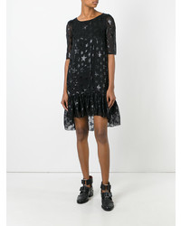 schwarzes gerade geschnittenes Kleid aus Spitze mit Sternenmuster von Saint Laurent