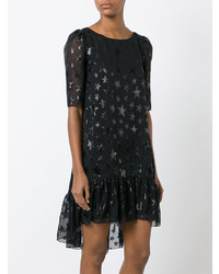 schwarzes gerade geschnittenes Kleid aus Spitze mit Sternenmuster von Saint Laurent