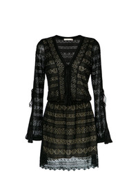 schwarzes gerade geschnittenes Kleid aus Spitze von Cecilia Prado