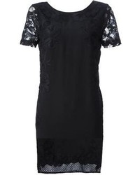 schwarzes gerade geschnittenes Kleid aus Spitze von Diane von Furstenberg
