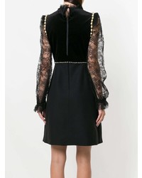 schwarzes gerade geschnittenes Kleid aus Spitze von Gucci