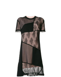 schwarzes gerade geschnittenes Kleid aus Spitze von McQ Alexander McQueen