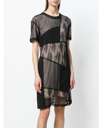 schwarzes gerade geschnittenes Kleid aus Spitze von McQ Alexander McQueen