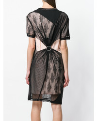 schwarzes gerade geschnittenes Kleid aus Spitze von McQ Alexander McQueen